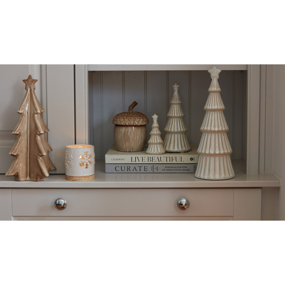 Medium Alora Ceramic Snowy Layered Tree With Star