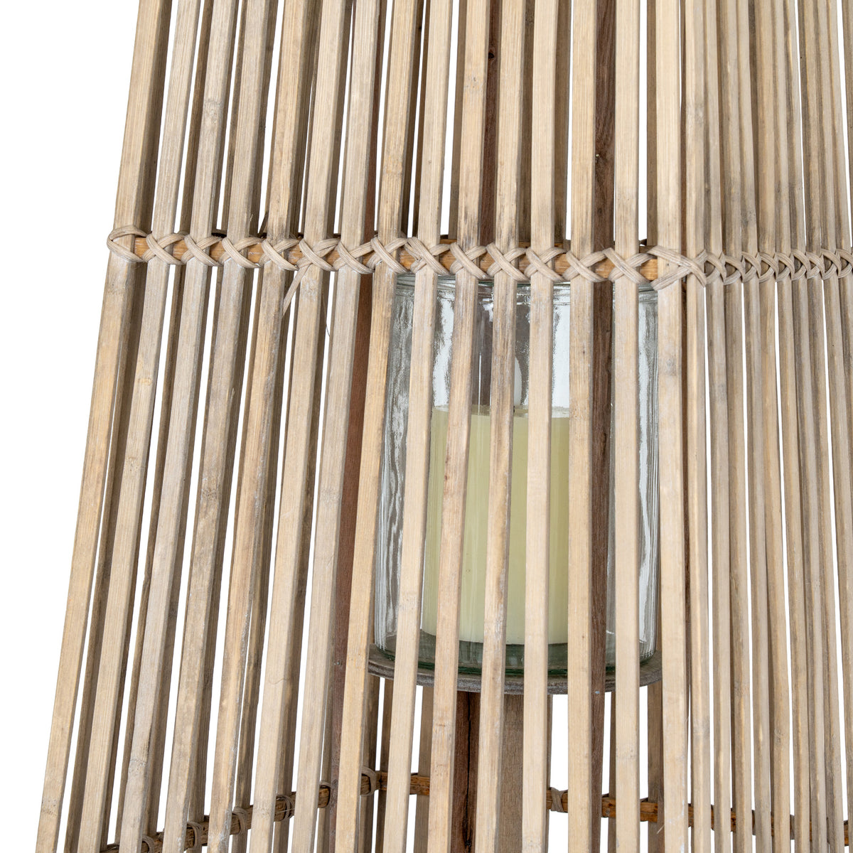 Large Silo Wicker Lantern With Glass Holder