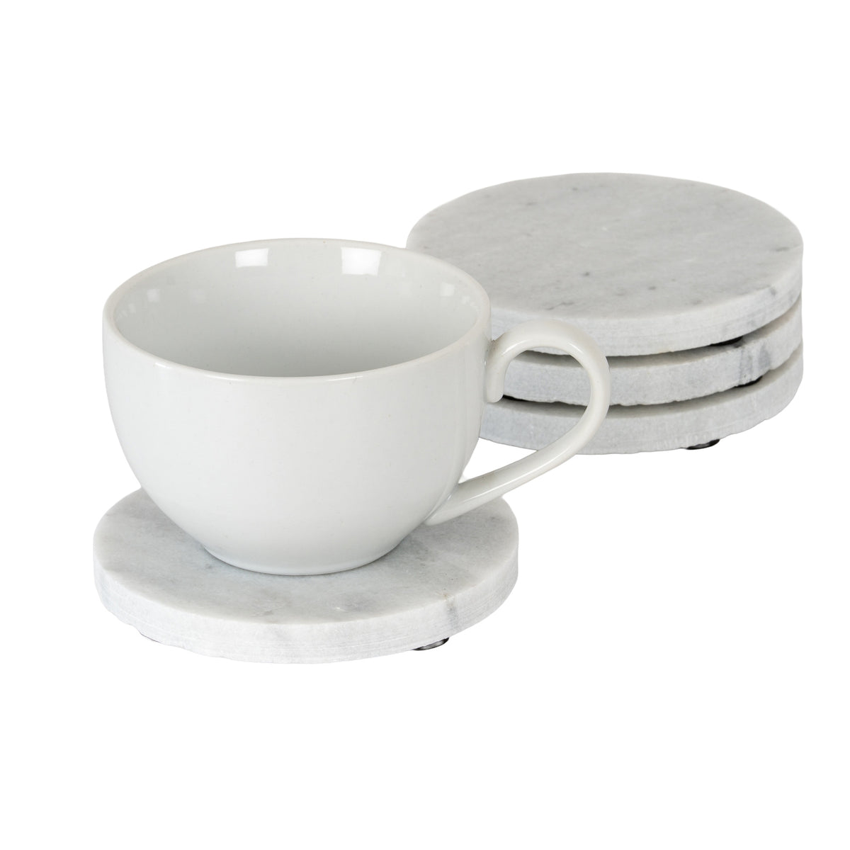 Set of Four Round Marble Coasters