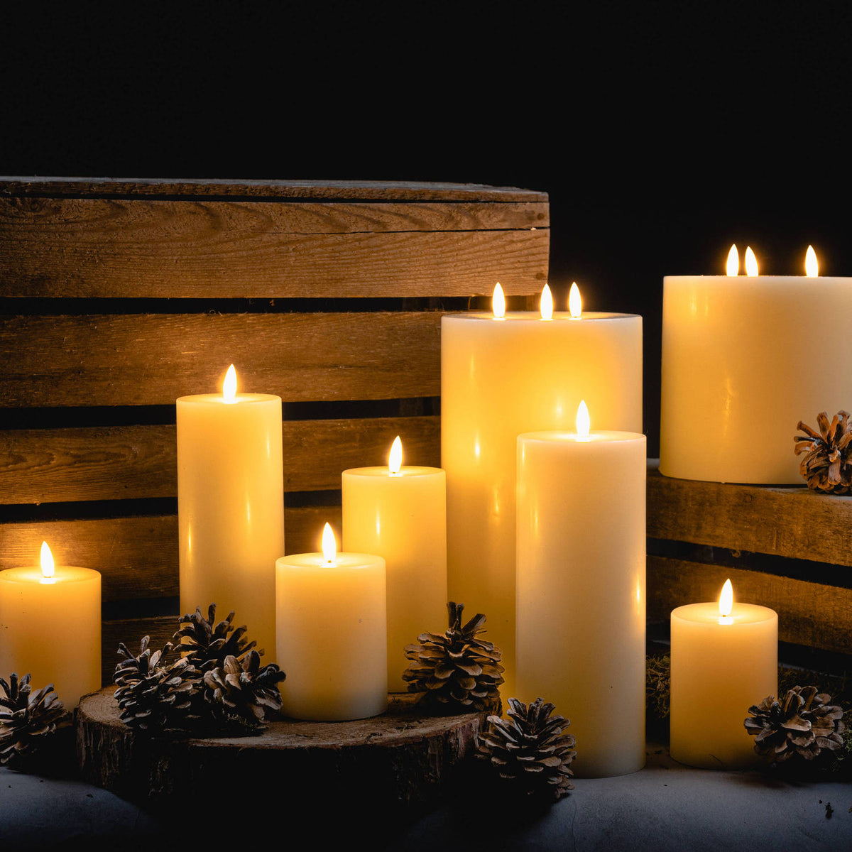 Luxe Collection Natural Glow 3.5 x 9 LED Cream Wax Candle