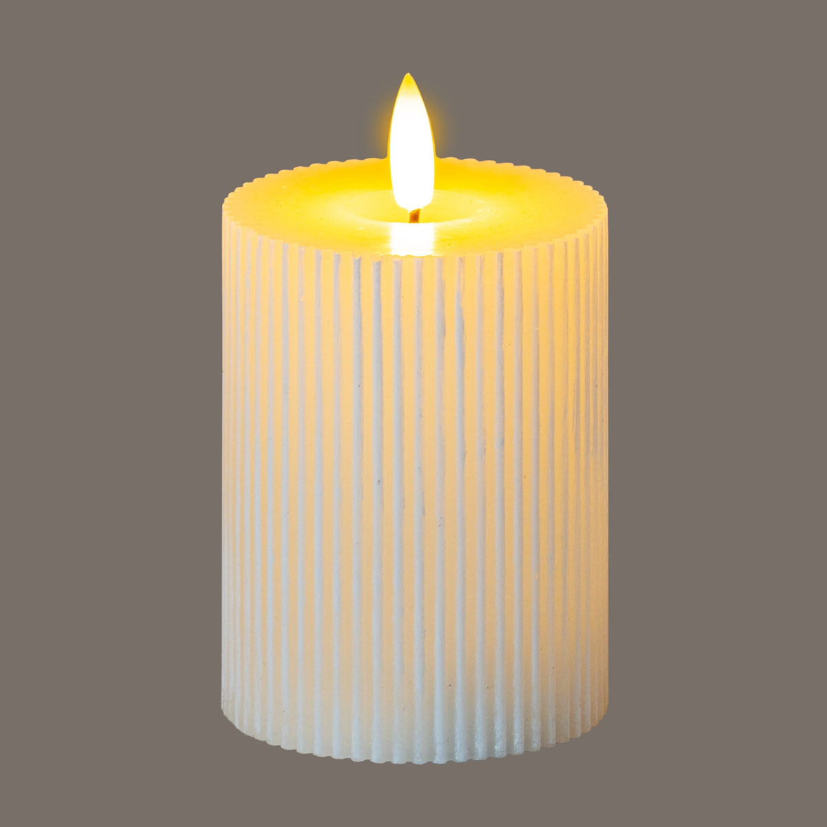 Luxe Collection Natural Glow 3x4 Textured Ribbed LED Candle