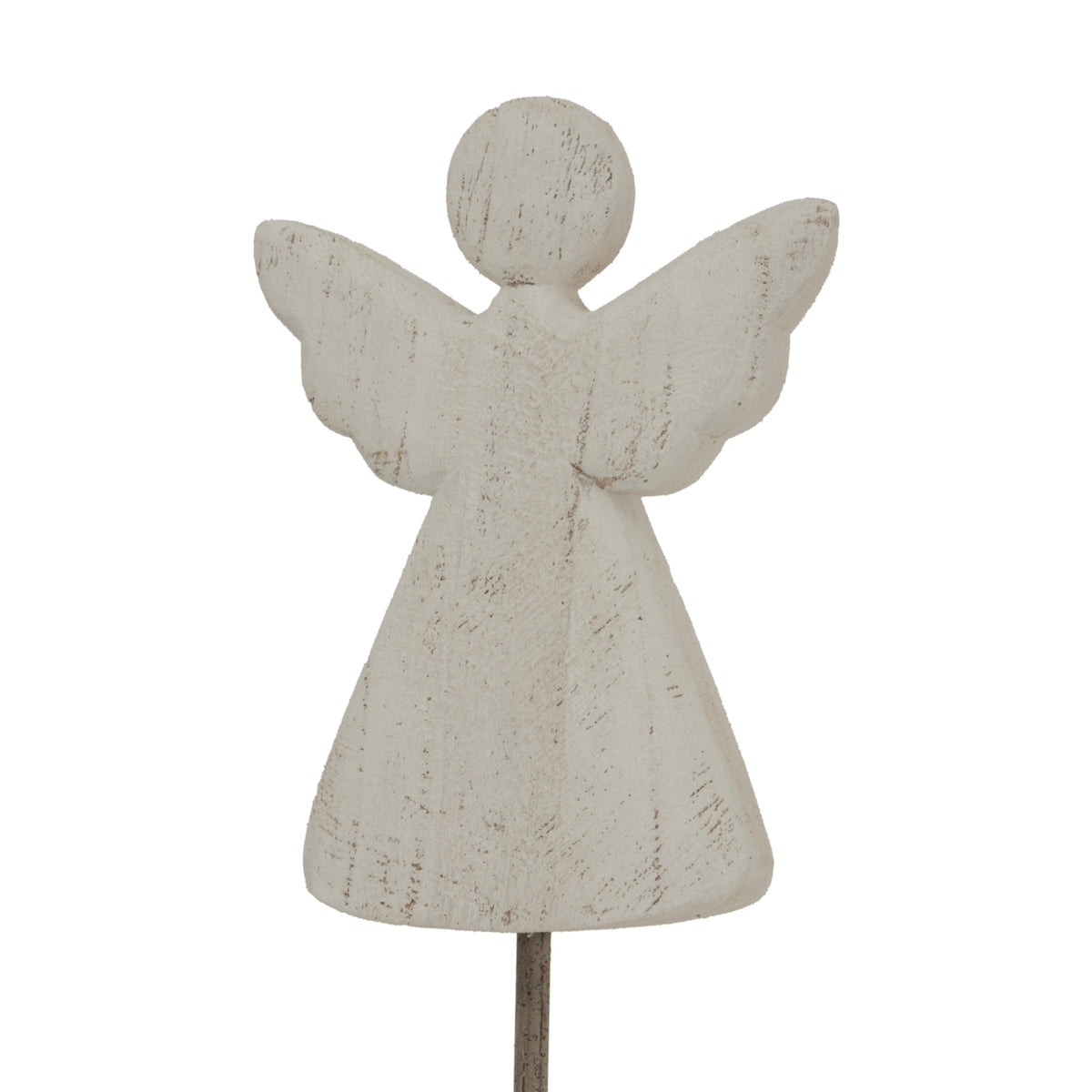 Large Whitewashed Rustic Angel On Stand
