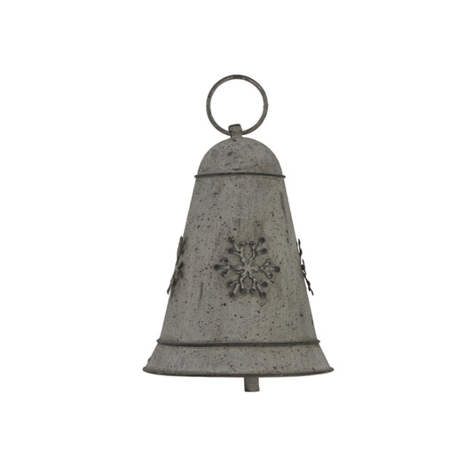 Medium Rustic Metal Hanging Bell With Snowflake