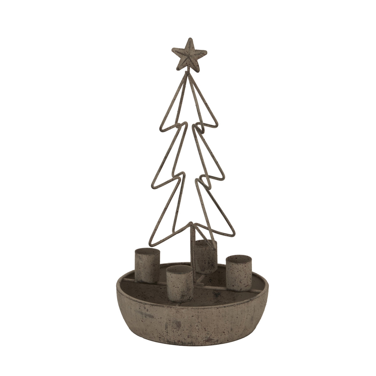 Rustic Outline Tree And Star Candle Holders