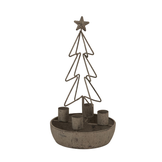 Rustic Outline Tree And Star Candle Holders