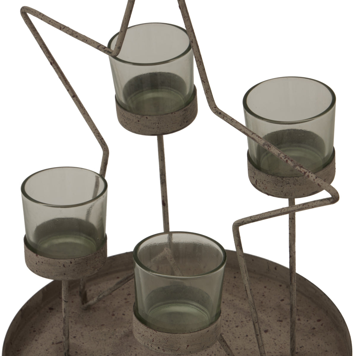 Rustic Outline Star With Four Glass Votives