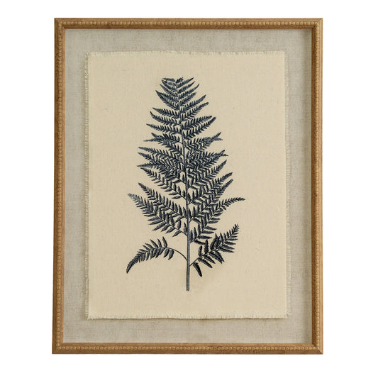 Flora & Fauna Collection Beech Fern On Linen In Beaded Frame