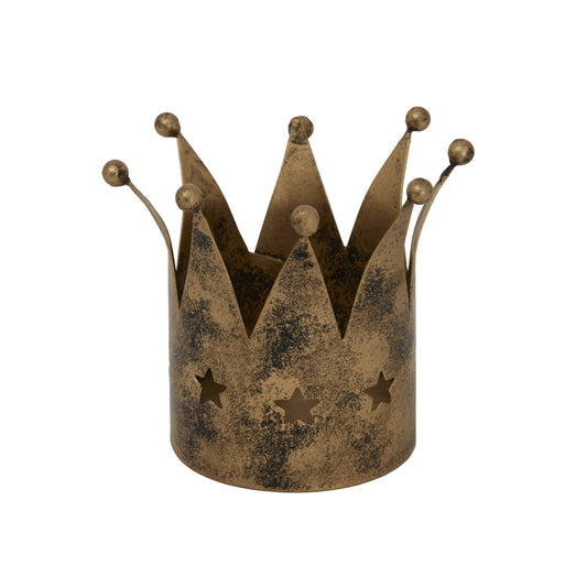 Antique Gold Crown Tealight Holder