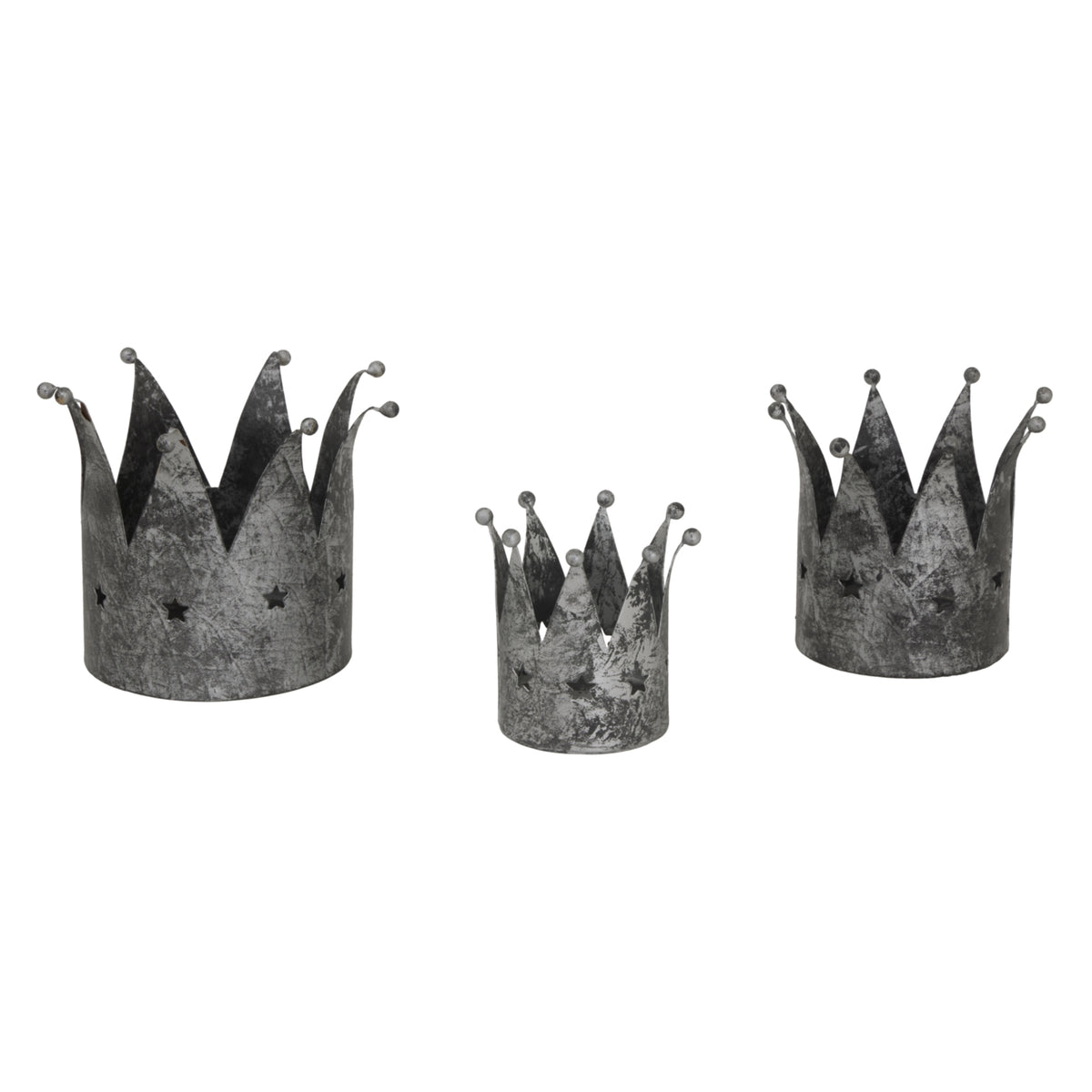 Antique Silver Crown Candle Holder