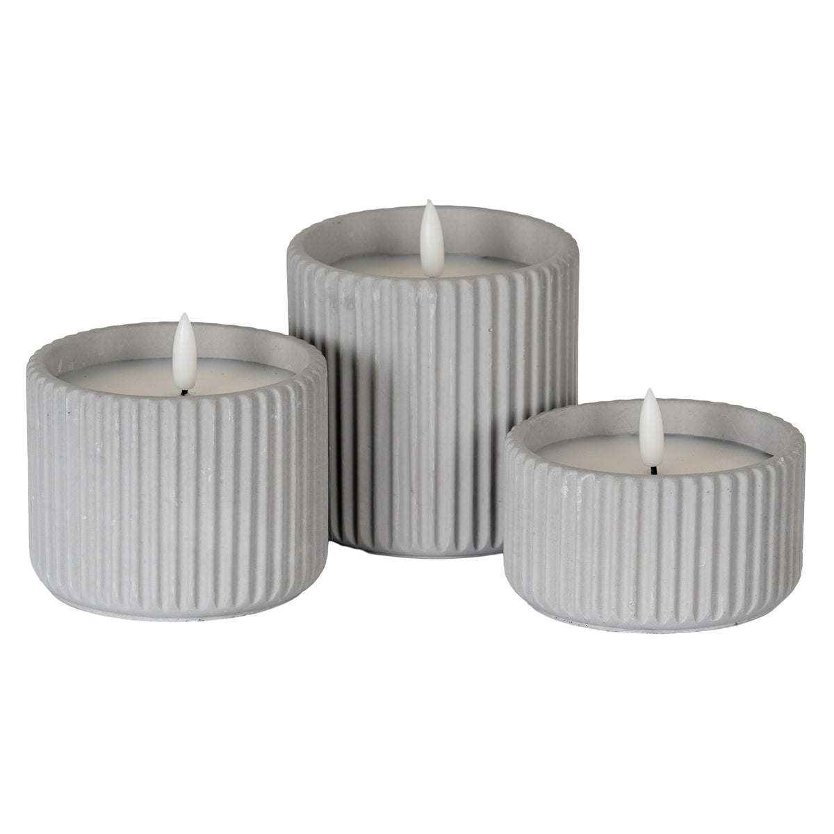 Luxe Collection Natural Glow Chalk Ribbed Large Led Candle