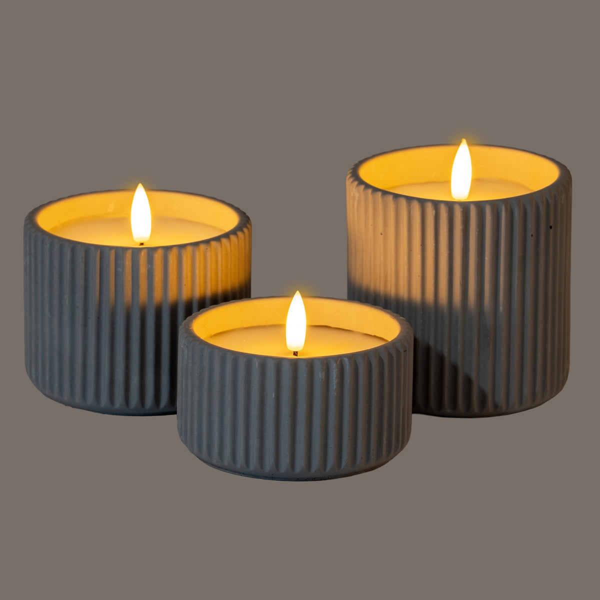 Luxe Collection Natural Glow Ribbed Small Led Candle
