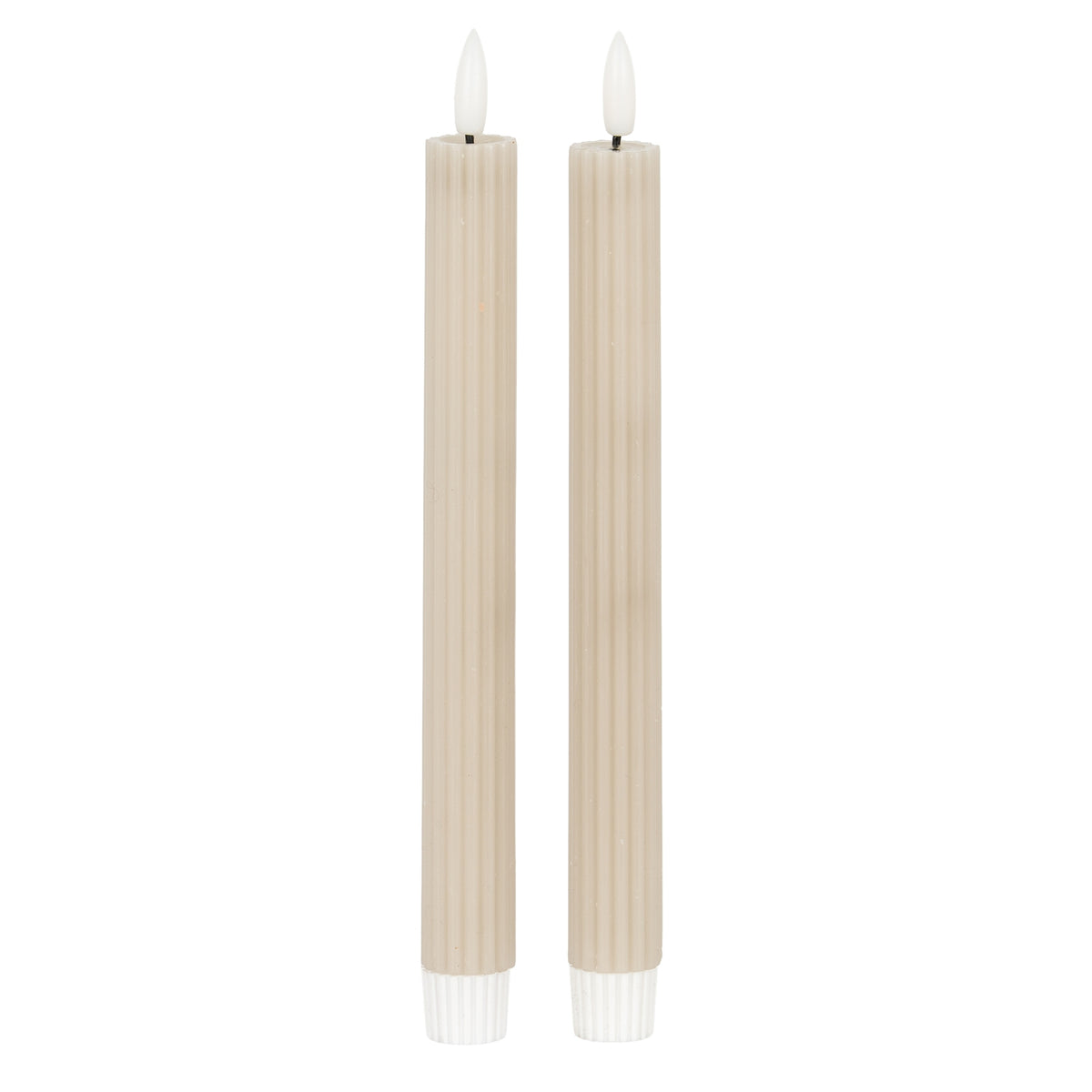 Luxe Collection Natural Glow Taupe  Ribbed Taper Candles