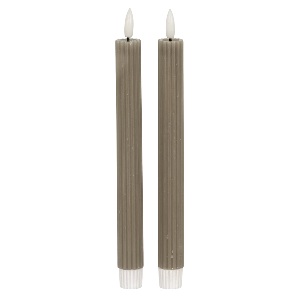 Luxe Collection Natural Glow Grey  Ribbed Taper Candles