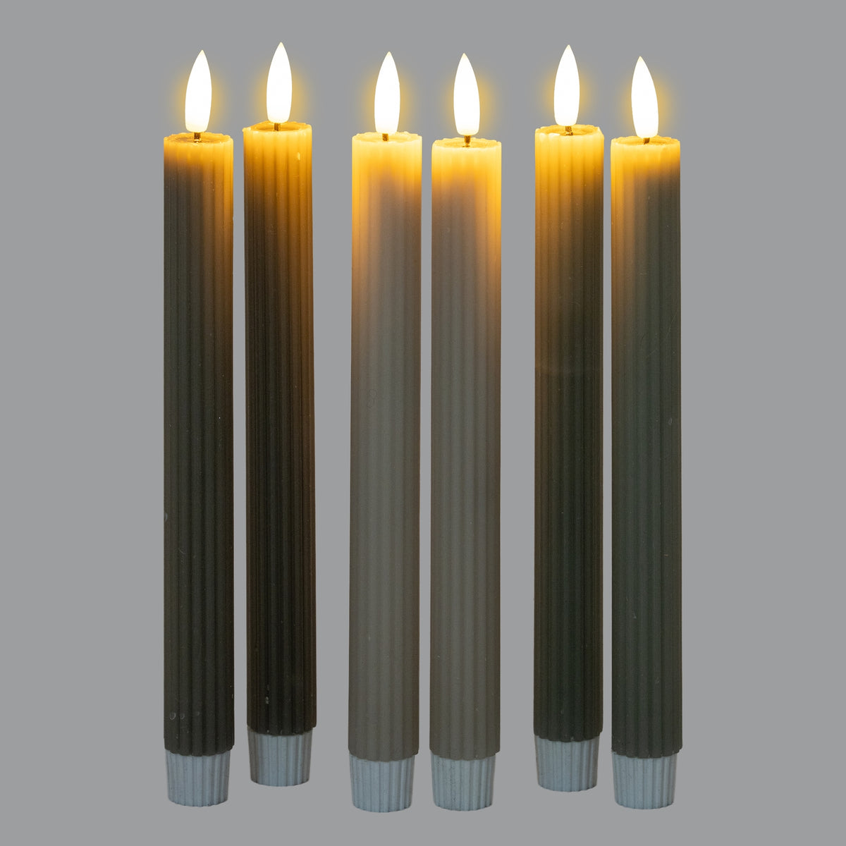 Luxe Collection Natural Glow Sage  Ribbed Taper Candles