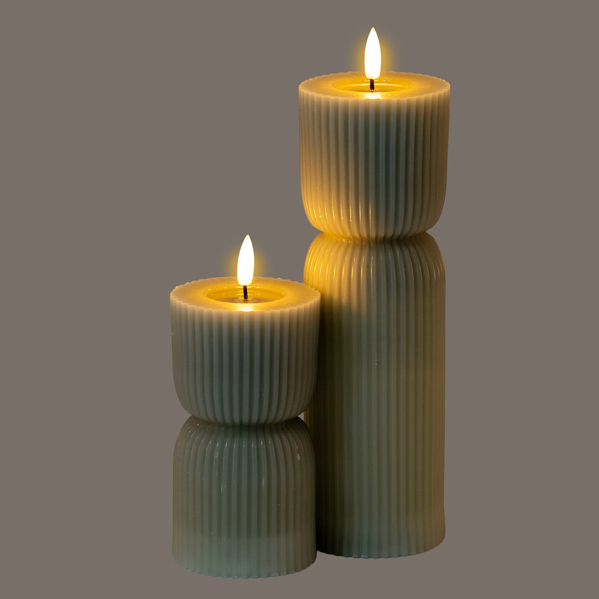 Luxe Collection Natural Glow 2.75x10 Grey Carved LED Candle