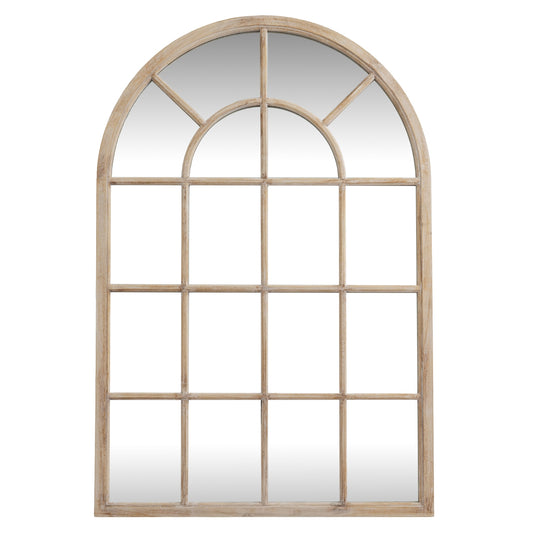 Washed Wood Arched Window Mirror