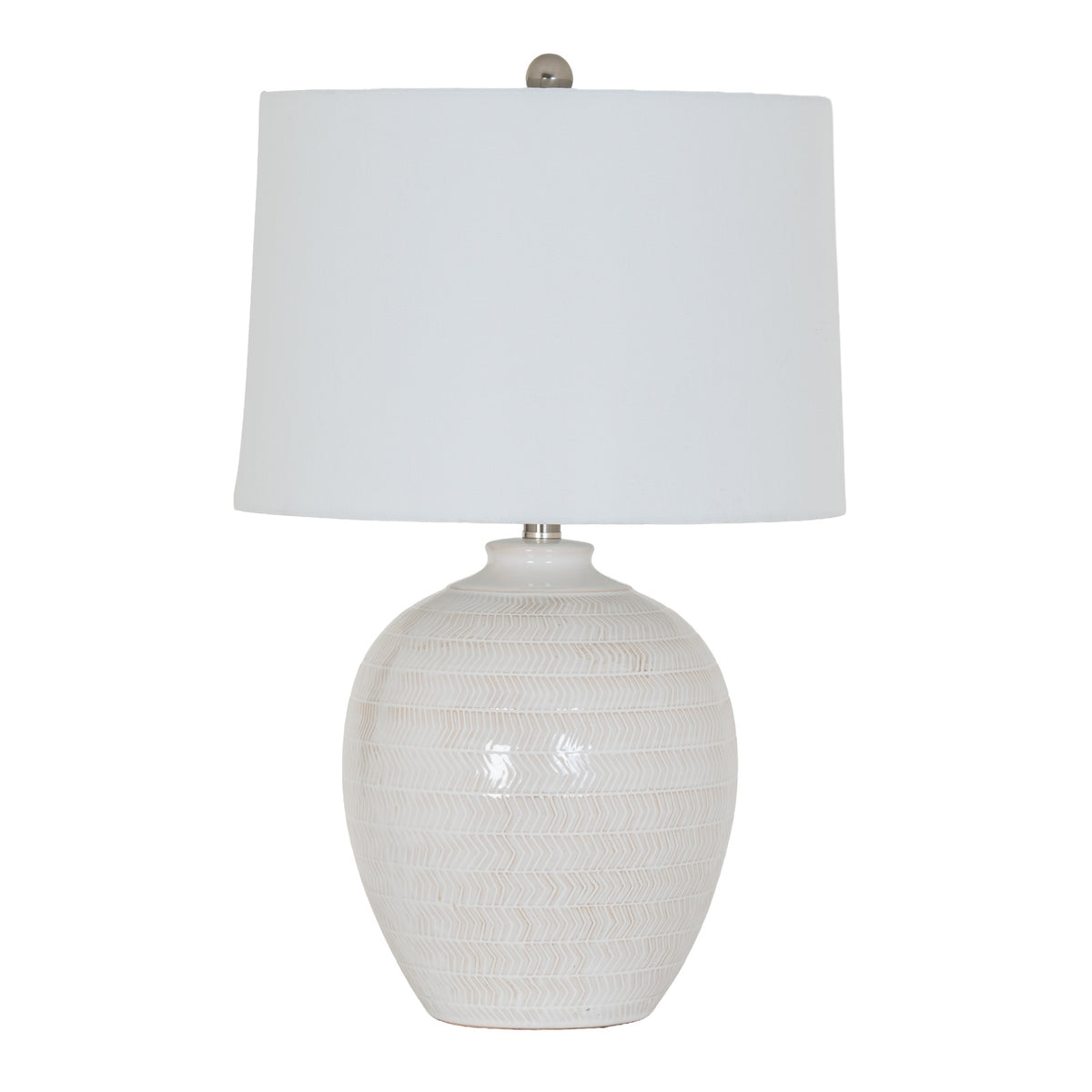 Chevronne Ceramic Table Lamp With Linen Shade