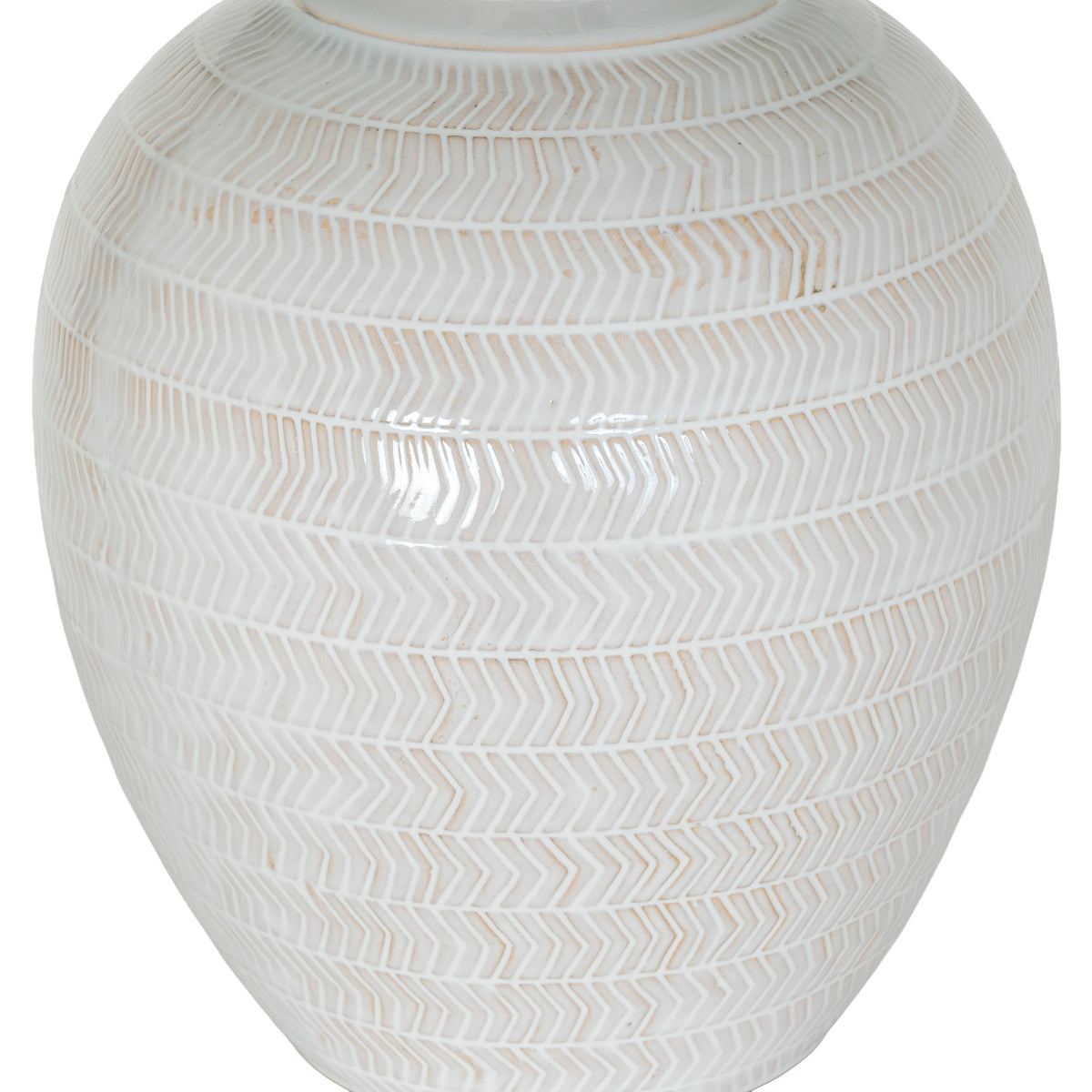 Chevronne Ceramic Table Lamp With Linen Shade