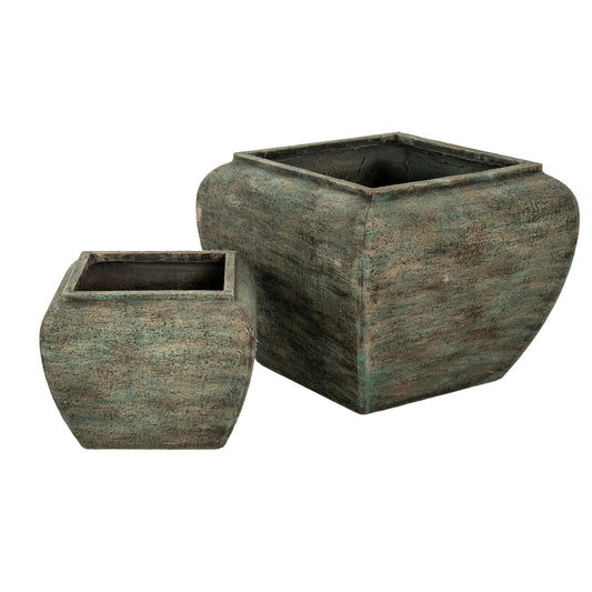 Verdan Square Drum Set Of 2 Planters