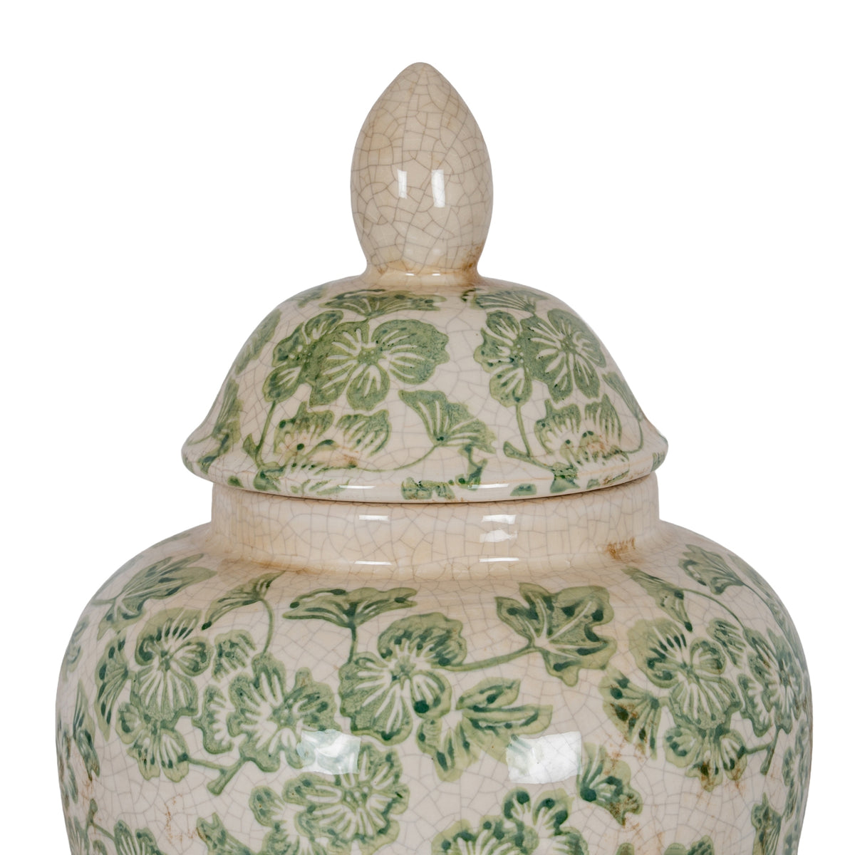 Green Clover Ceramic Ginger Jar