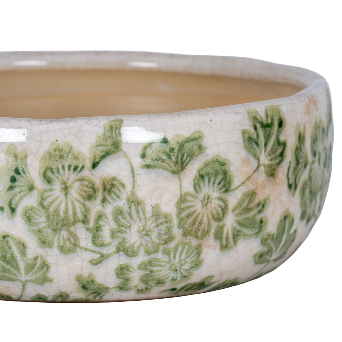 Large Green Clover Ceramic Bowl Pot