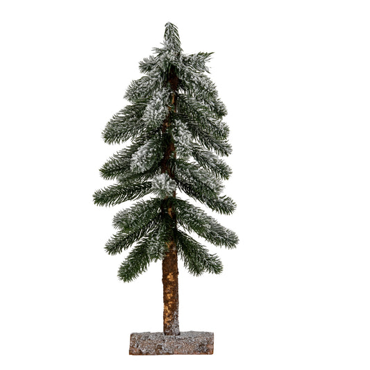 Medium Snowy Pine Tree On Wooden Stand