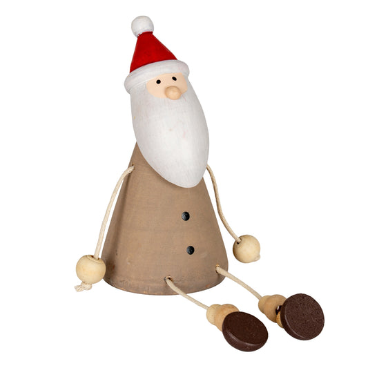 Wooden Jolly Sitting Santa Decoration